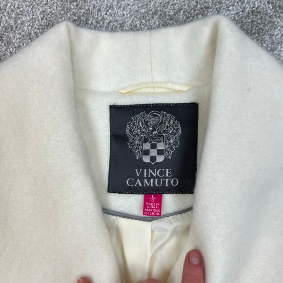 Vince Camuto Off-White Cream Belted Long Coat (Sz L) - Picture 5 of 14